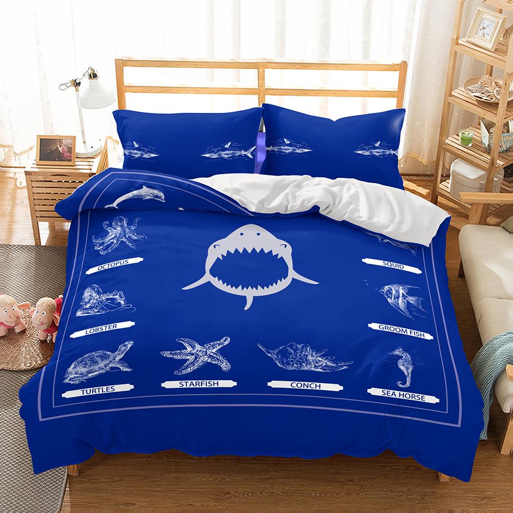 Mediterranean Bedding Dark Blue King Size Duvet Cover Pillow Case Ship's Anchor Bed Cover Double Quilt Cover Set Blue 228x228