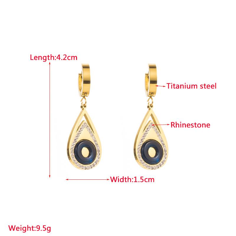 Frauen Einfache Tropfen Ohrringe Edelstahl Titan Stahl Anhänger Ohrringe Kristall Tropf Öl Wasser Tropfen Ohr Ornamente