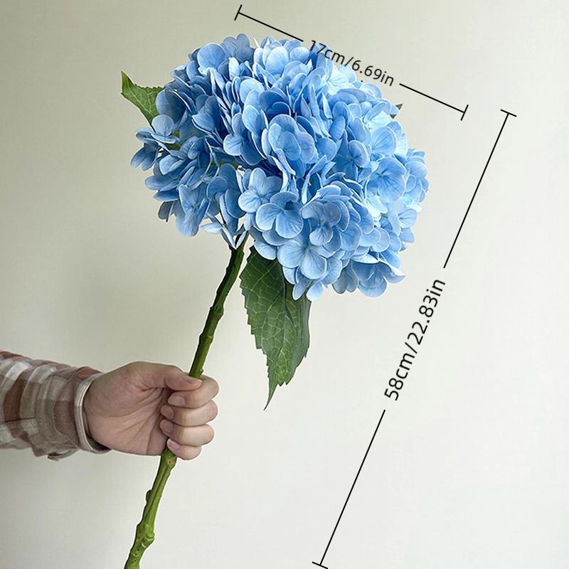 1/3/6PCS 22.83in Blue Embroidered Hydrangea Flowers, Fake Plastic Stems for Wedding/Party/Office, Spring Summer Home Decor, Gift