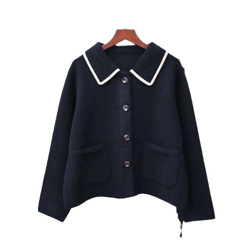 Autumn and Winter New Loose Knitted Double-sided Cardigan Design Temperament Sweater Jacket Women