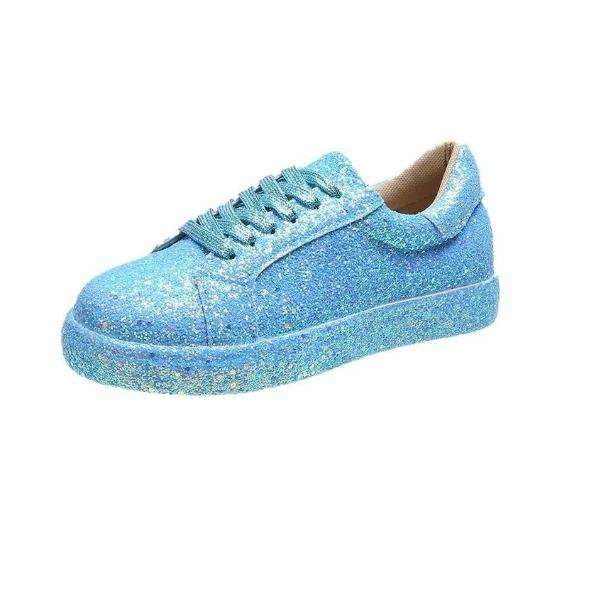 Neue Damen Casual Sneaker Mode Pailletten Schnür-Plateau Vulkanisierte Schuhe für Damen Outdoor Langlebige Flats Damen Laufschuhe