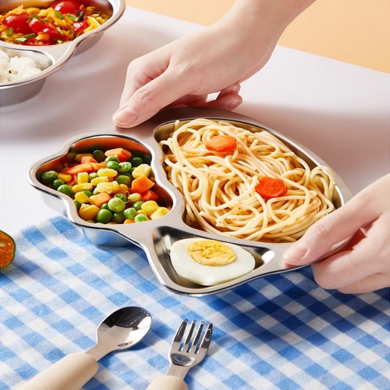 Stal nierdzewna Talerz obiadowy dla dzieci Kreskówkowy kot Pudełko na lunch Dziecko Kreatywny talerz na fast food Przedszkole Talerz na ryż z przegródkami Pudełko na lunch