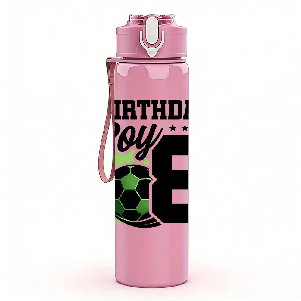 1PC Birthday Boy Bold Text Badge Print 750ml Color Plastic Sports Water Bottle Leakproof Flip Straw Lid Suitable for Sports Office Home Use
