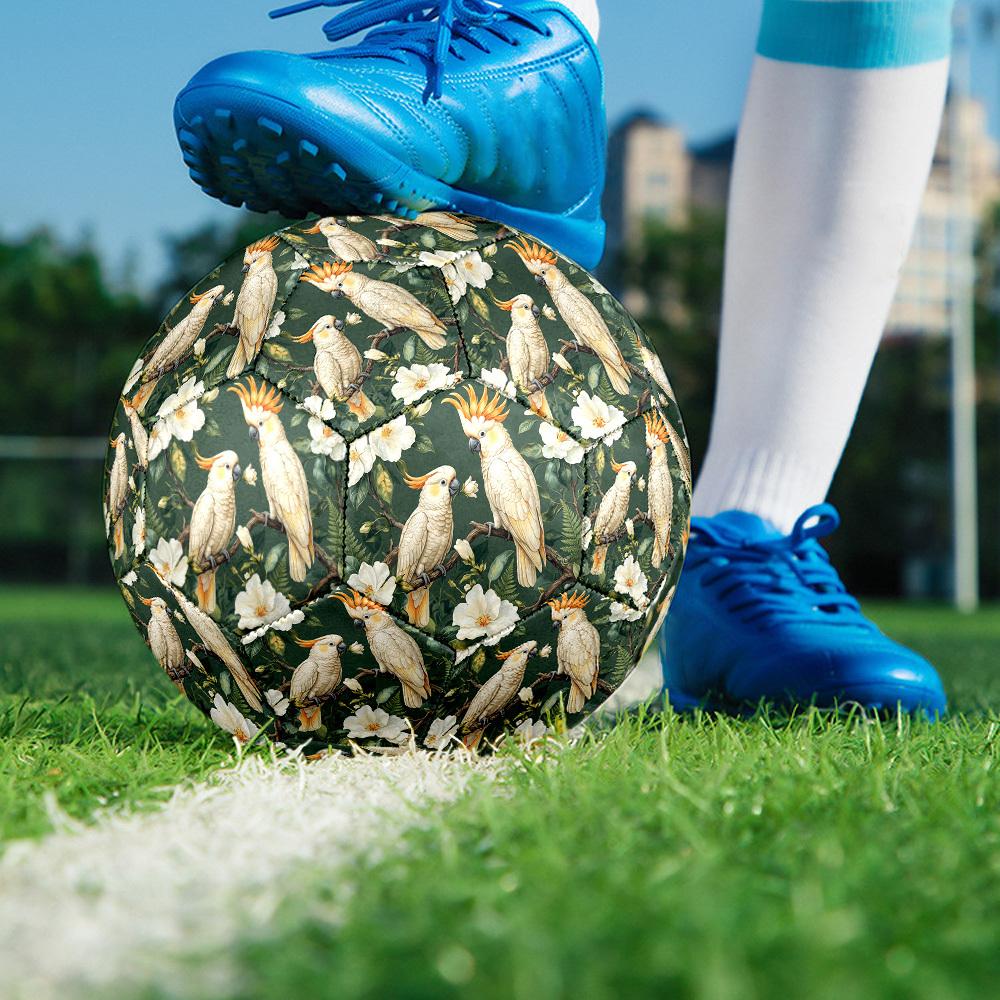 1 Stück Kakadu Blumige Fantasie Langlebig Größe 5 Fußball Professionelles Spiel Training Fußball Indoor & Outdoor Sportball p60174