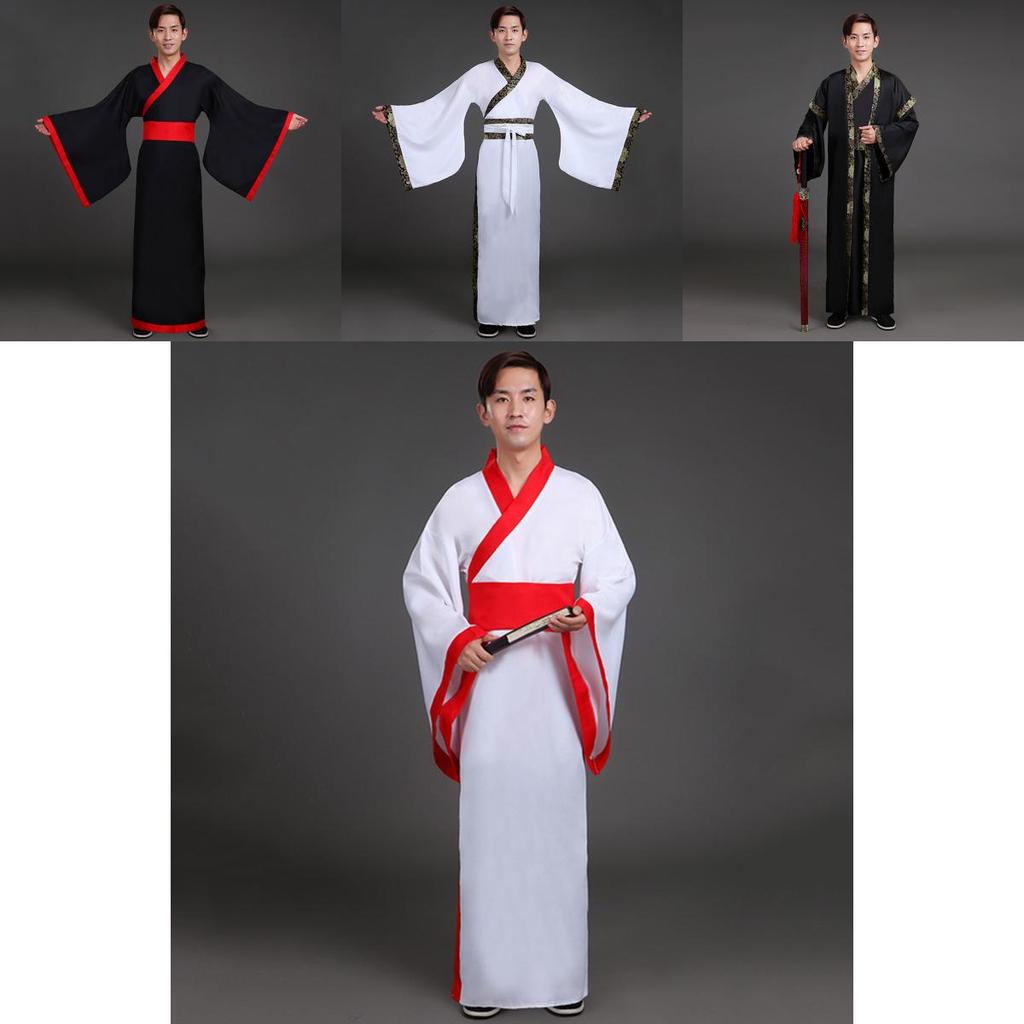 Breathtaking Black And White Tang Dynasty Hanfu Robe For Men Of All Sizes