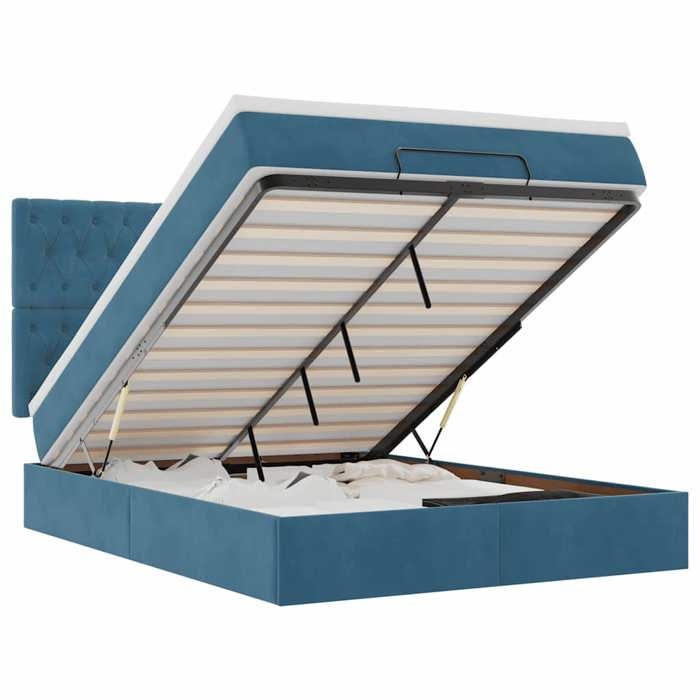Maison Exclusive - Cadre de lit ottoman avec matelas bleu foncé 140x190 cm velours