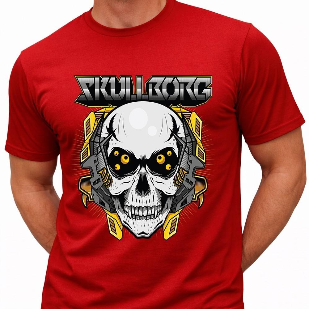 Cyberpunk Skull T Shirt Robot Skull Futuristic Robot Tee Sci Fi Graphic Top S
