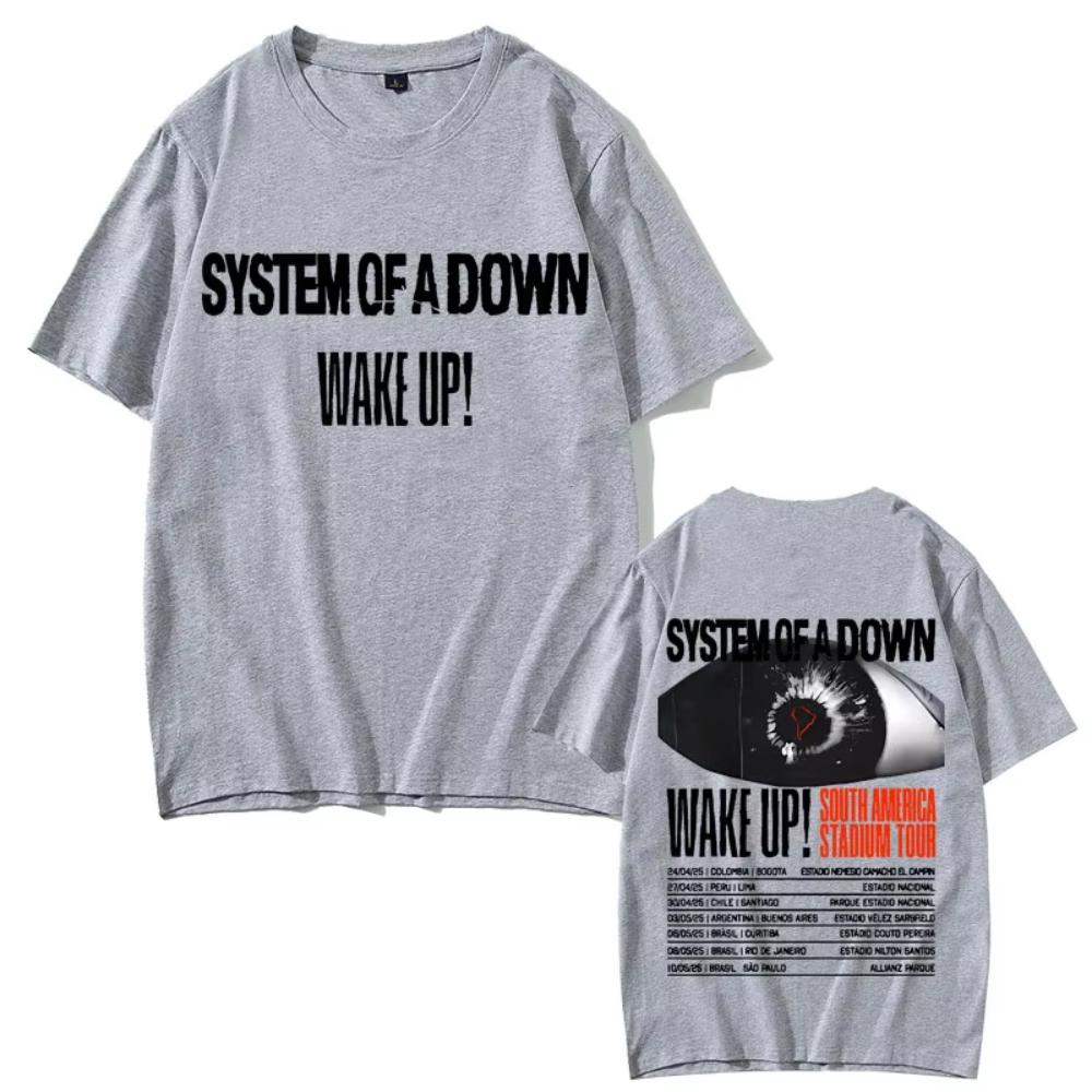 Rocková kapela System of A Down Wake Up South America Stadium Tour 2025 Tričko Alternativní Metalový Merch Trička Pánské Nadměrné Tričko