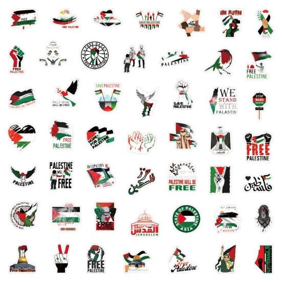 50Pcs Free Palestine Stickers Cool Waterproof Vinyl Decal for Adults Teens Kids Cartoon Graffiti Sticker for Water Bottle Bike Guitar
