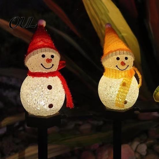 Weather Resistant Outdoor Patio Lights 2Pcs Solar Snowman Garden Lights, Christmas Pathway Waterproof Cute Landscape Lamps LED with Stakes for