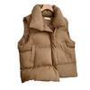 Women's Korean Style Cotton Padded Vest - Autumn/Winter 2024, Stand-Up Collar, Fashionable Outerwear