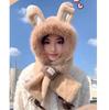 Thickened Hat Scarf with Cute Ears Plush Winter Hats for Women Beanies Pompom Knit Bonnet Fluffy Winter Cap Bomber Hats Women Outdoor Winter Warm Hat