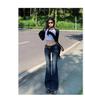 Women's Low-Rise Micro Flare Retro Stretch Jeans - Slimming Petite Fit for Spring & Autumn 2026