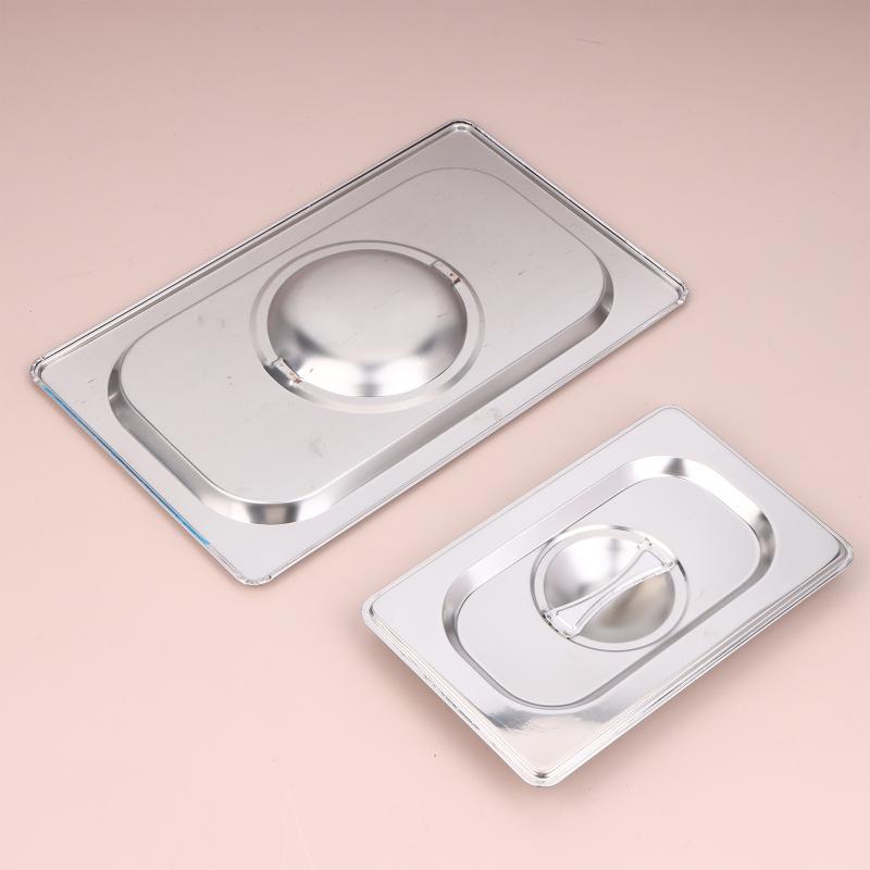 Stainless Steel 1/9 1/6 1/4 1/3 1/2 1/1 Food Pan Lid Steam Table Pan Covers Notched Lids With Handle Lock Heat