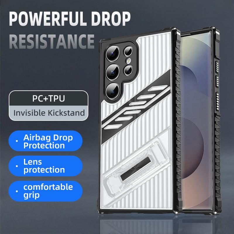 Bracket Holder Armor Phone Case For Samsung S25 S24 S23 Ultra Plus FE Shockproof Cover For Samsung A56 A36 Phone Accessories
