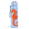 1PC Single Seahorse Line Illustration 750ml Color Plastic Sports Water Bottle Leakproof Flip Straw Lid Suitable for Sports Office Home Use