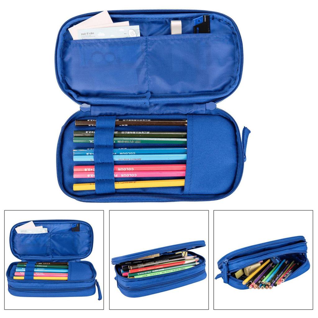 Dragon Ball Blue Double-Layer Pencil Case for Students, Goku Merchandise, Large Capacity, Wear-Resistant.