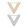 Women Brooch Sparkling Rhinestones Inlaid V-Shaped Design Lapel Pin Sweater Scarf Bag Badge Jewelry