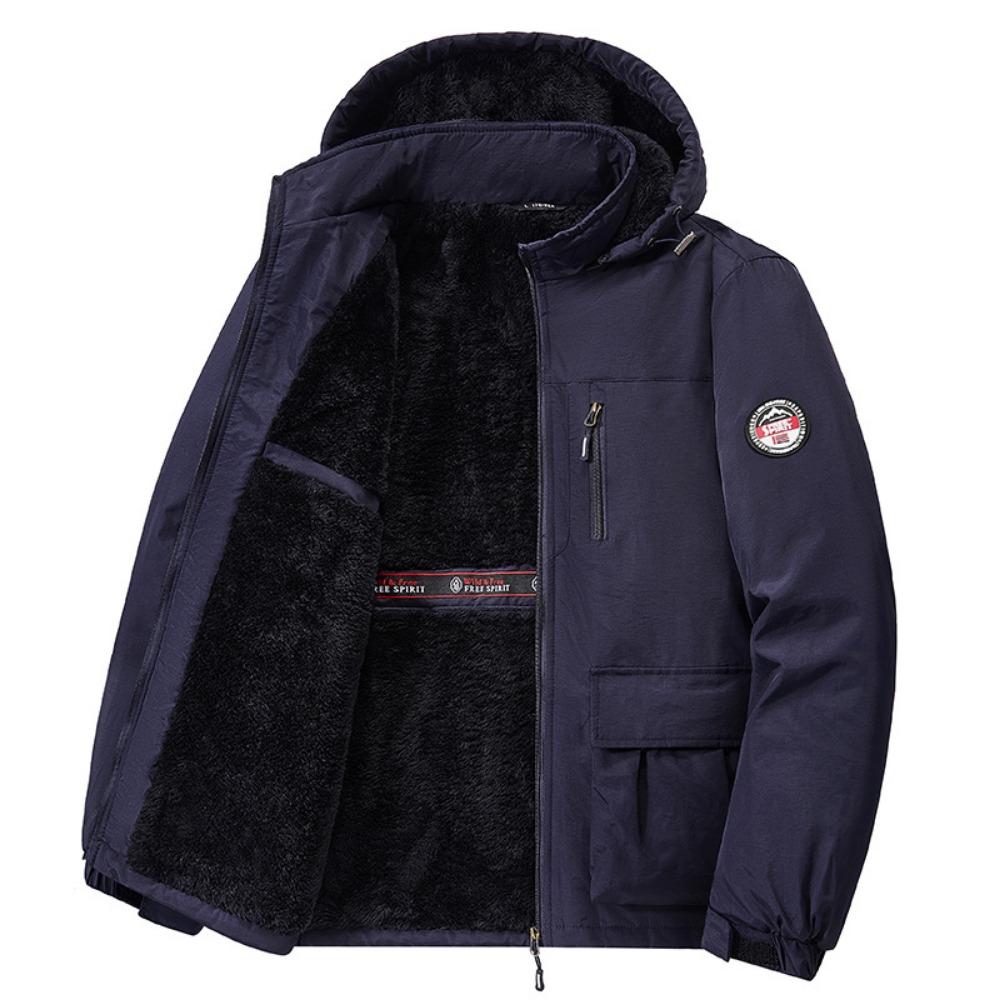 

Зимнее мужское уличное ветрозащитное пальто Флисовая теплая куртка Мужская съемный капюшон Водонепроницаемая куртка для пеших прогулок и рыбалки Пальто Мужская одежда XXL темно-синий