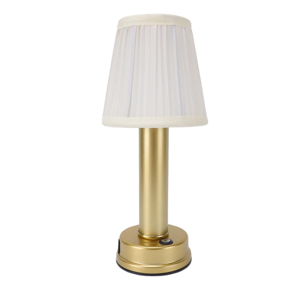 Mini Cordless Table Lamp Dimmable Battery Operated LED Touch Table Lamp with Fabric Shade for Bedroom Living Room