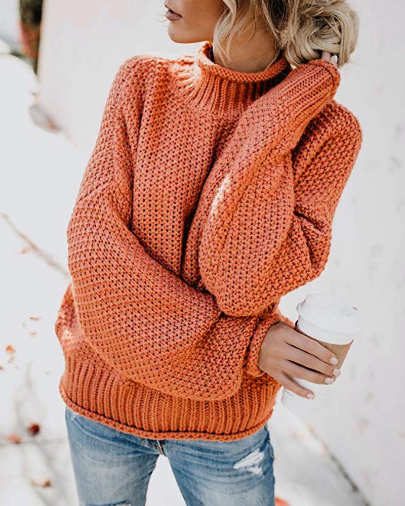 New Autumn/Winter Women's Chunky Knit High Neck Sweater - European & American Style