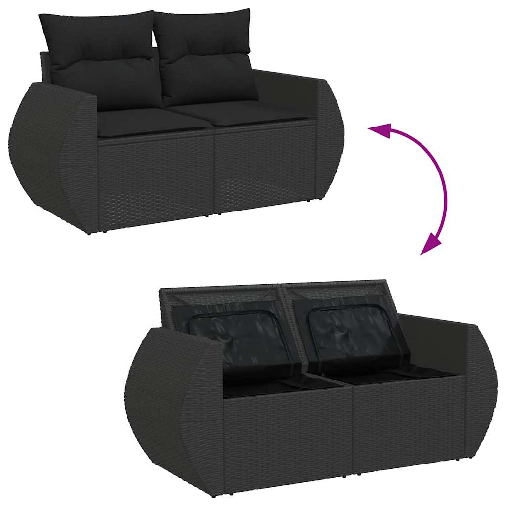 Vidaxl 5-Cz. Set da Salotto per Giardino, Cuscini, Rattan Nero PE