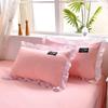 Korean Version of Solid Color Washed Cotton Pillowcase Stitching Lotus Leaf Lace Pillowcase 48*74cm A Pair of Large Pillowcases