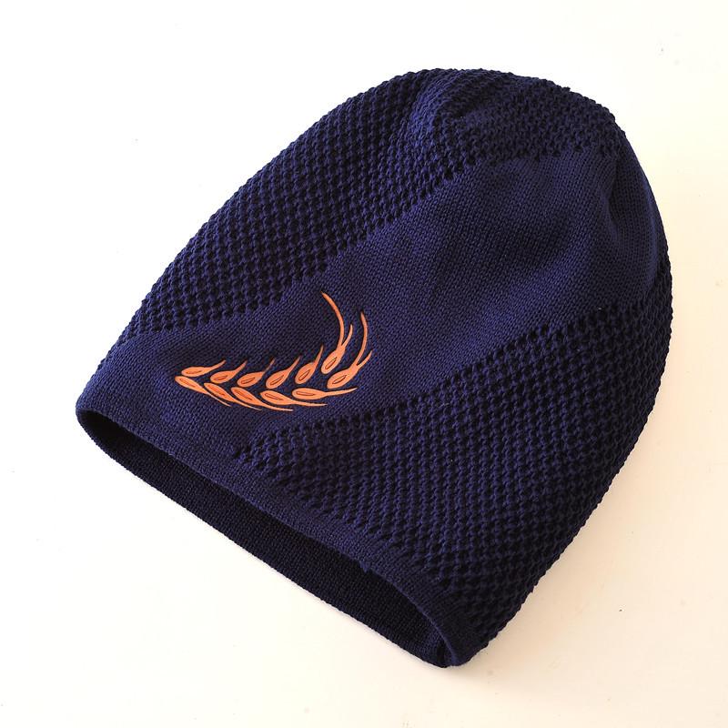 Wheat Embroidery Knitted Woolen Beanie - Warm, Cold-Proof Hat for Men & Women, Perfect for Outdoor Cycling in Autumn & Winter.