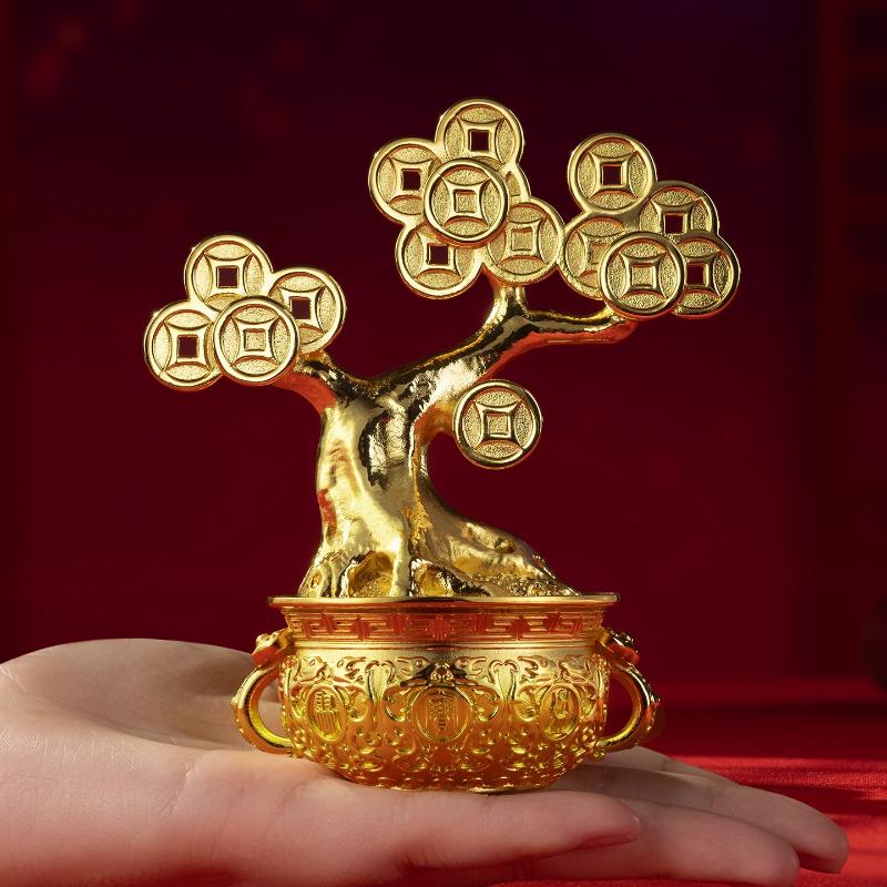 Lucky Money Tree Copper Ornament Home Decor Gift for Housewarming Business Opening Handicraft