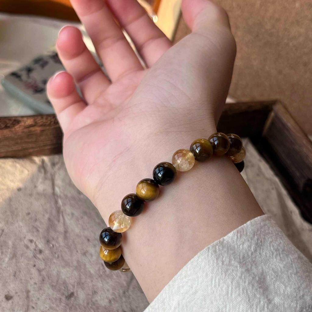 Women's Retro Tiger Eye & Yellow Topaz Bracelet - Chinese Style Accessory