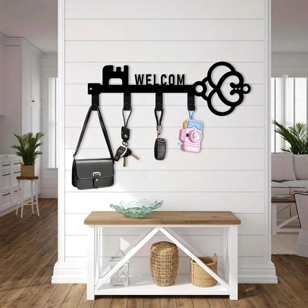 Bohemian Metal Key Holder Wall Decor with Multiple Hooks Durable Art for Home Office Porch Terrace