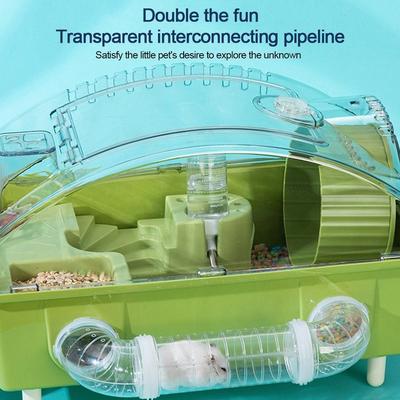 Durable Large Hamster Cage Ventilation Transparent Small Animal Cage Easy Clean with Wheel Guinea Pigs Carrying Box Small Pets