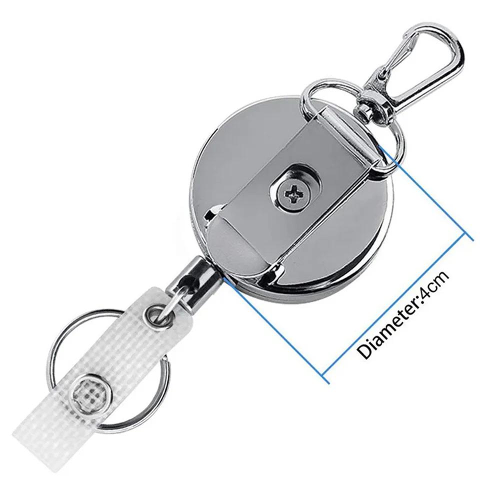 Portachiavi Retrattile in Filo Metallico Bobina Badge Estraibile Cordino per Badge Identificativo Porta Badge con Nome Bobine Catena Elastica Portachiavi da Esterno