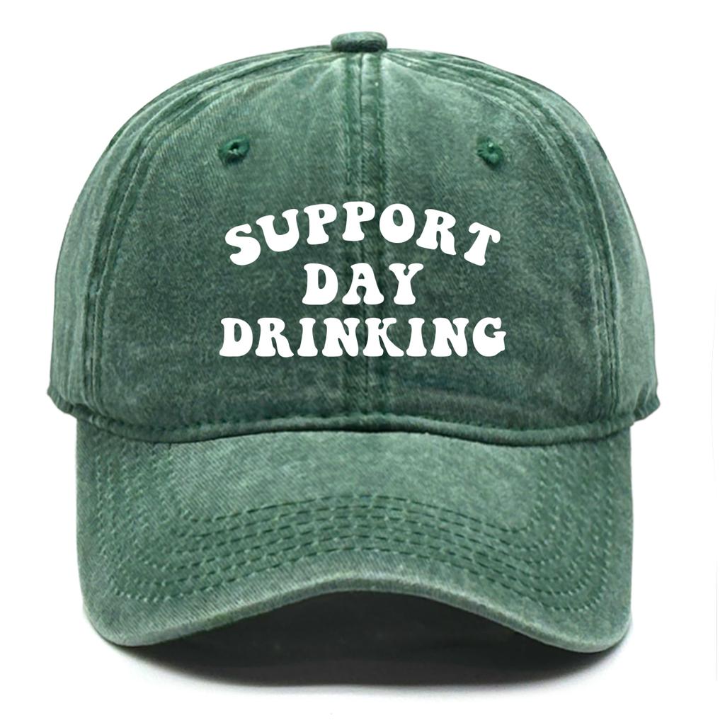 Unisex Adjustable Baseball Cap “Support Day Drinking” Dad Hat Washed Retro Snapback Caps Ideal Choice For Outdoor Accessory