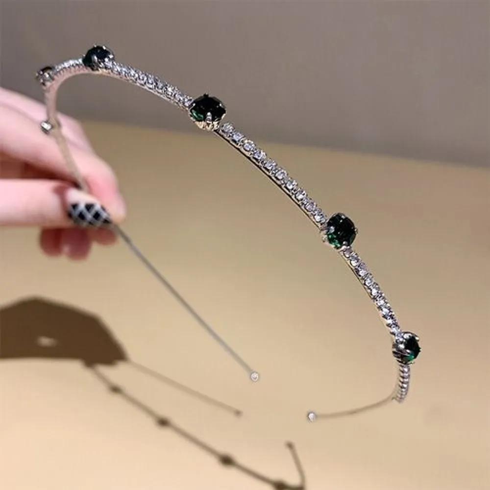 Headband Sapphire Green Modern Cubic Zirconia Simple