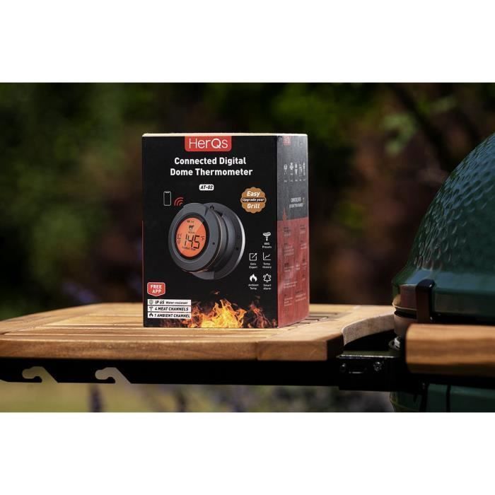 Thermomètre de barbecue - HerQs - Dôme connecté - Acier inoxydable - 10,5 cm - Celsius/Fahrenheit