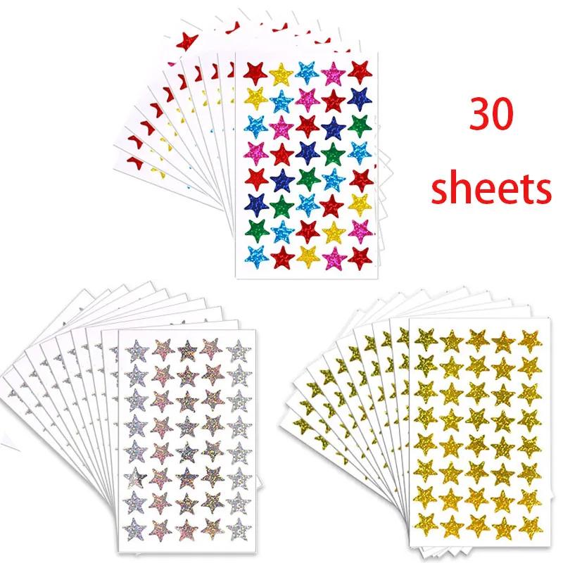 Reward Stickers for Children Colorful  Star Heart  Behavior Chart Scrapbook Sticker Student Teacher Supplies Gift Decoration
