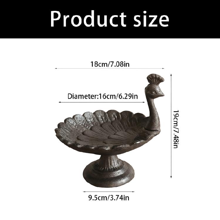 Elegant Peahen Theme Cast Iron Bird Feeder Feeding Station For Garden Landscaping And Wildlife Bathing and Resting