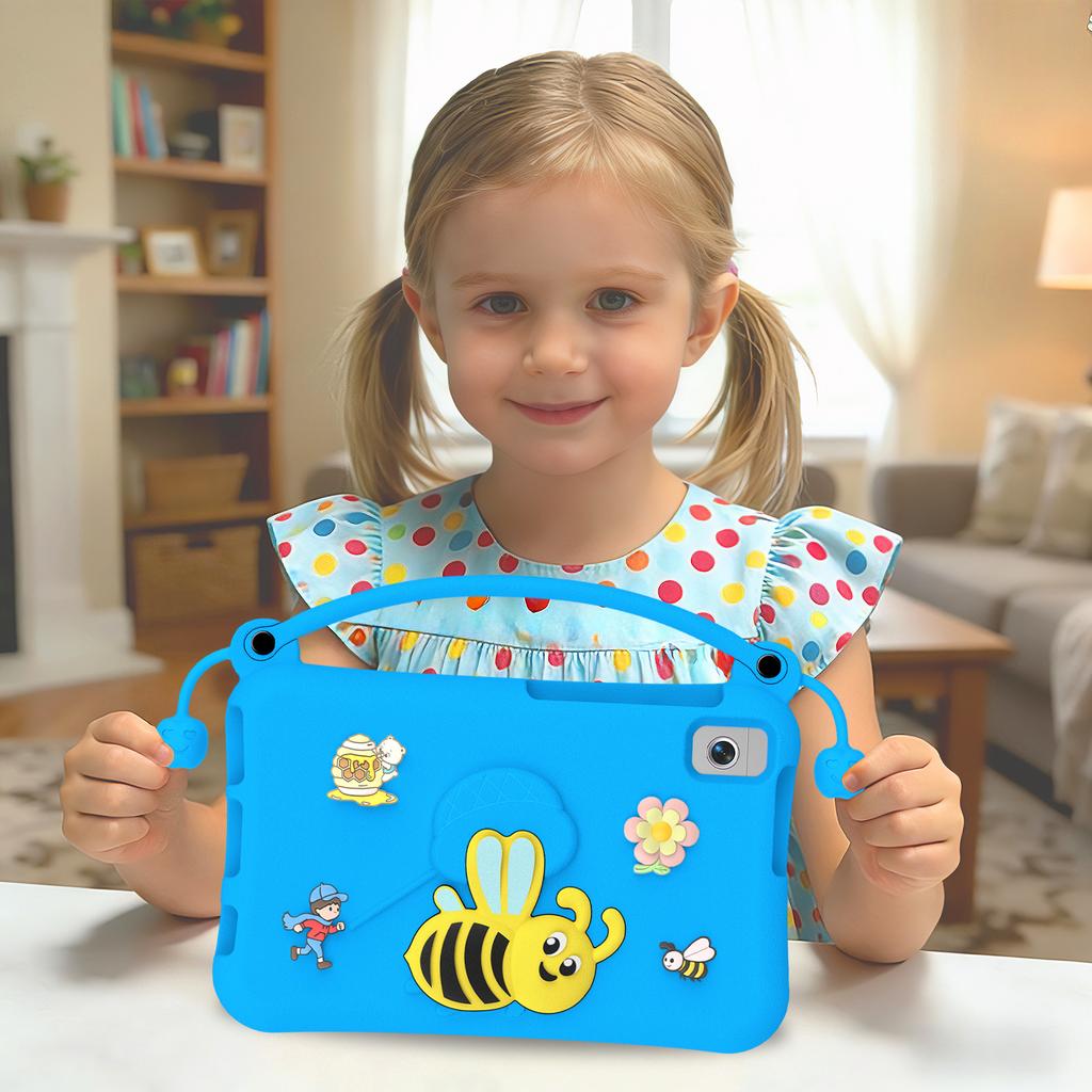 EVA-Hülle für Samsung Galaxy Tab A11 / A9 / A7 Lite 8,7 Zoll / A 8.0 (2019) / Lenovo Tab K9 Bienenstil-Ständer-Tablet-Hülle mit Tragegriff