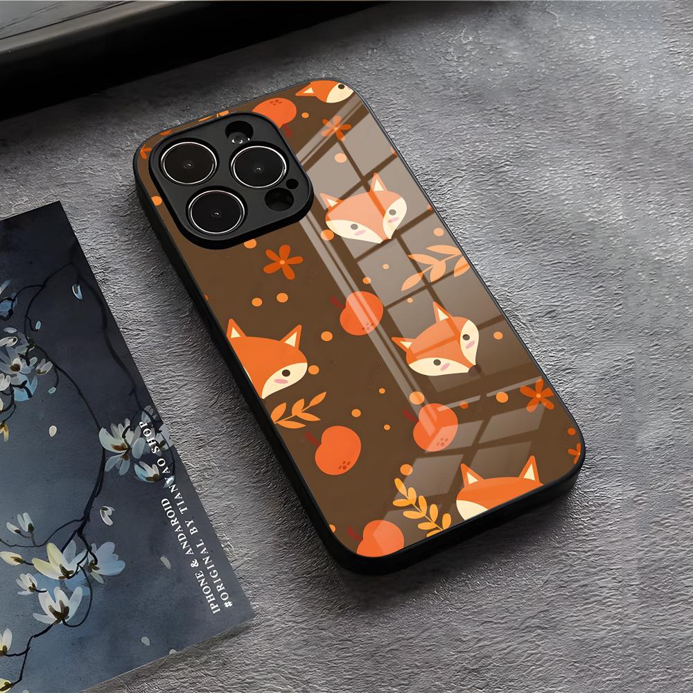 Leaves Fall Fox Halloween Phone Case For IPhone 17 Air 16 E Pro Max 15 14 13 Mini 12 Pro 11 Max Plus Black Glass Cover