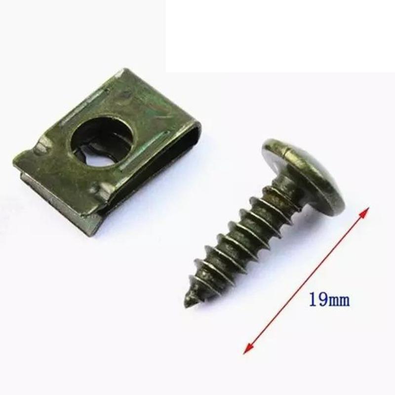 5/100x Car Motorcycle Metal Fastener Clip Screw U-Type Clip Auto Electromobile Anti-rust Protection Clip Buckle Screw Iron Sheet