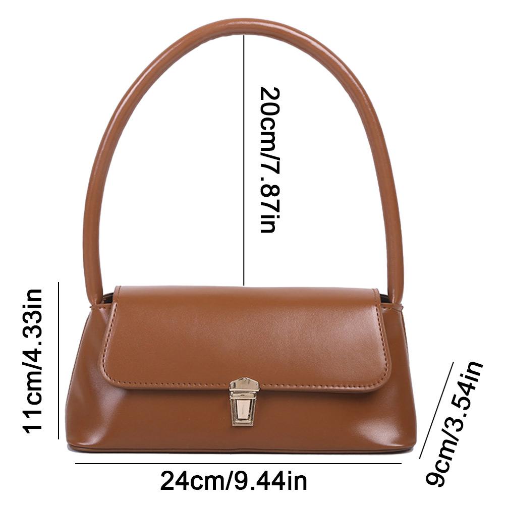 Women Underarm Commute Bag Trendy Retro Tote Bag Portable Casual PU Leather Solid Color Simple Handle Shoulder Bag Handbags