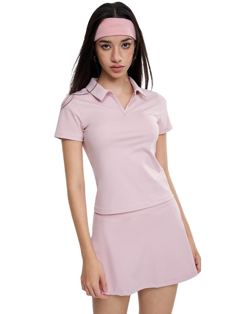 Women's Breathable Sports Polo Shirt and Shorts Set - Quick-Dry, Lightweight, Short Sleeve, for Tennis, Fitness, Yoga, or Outdoor Activities