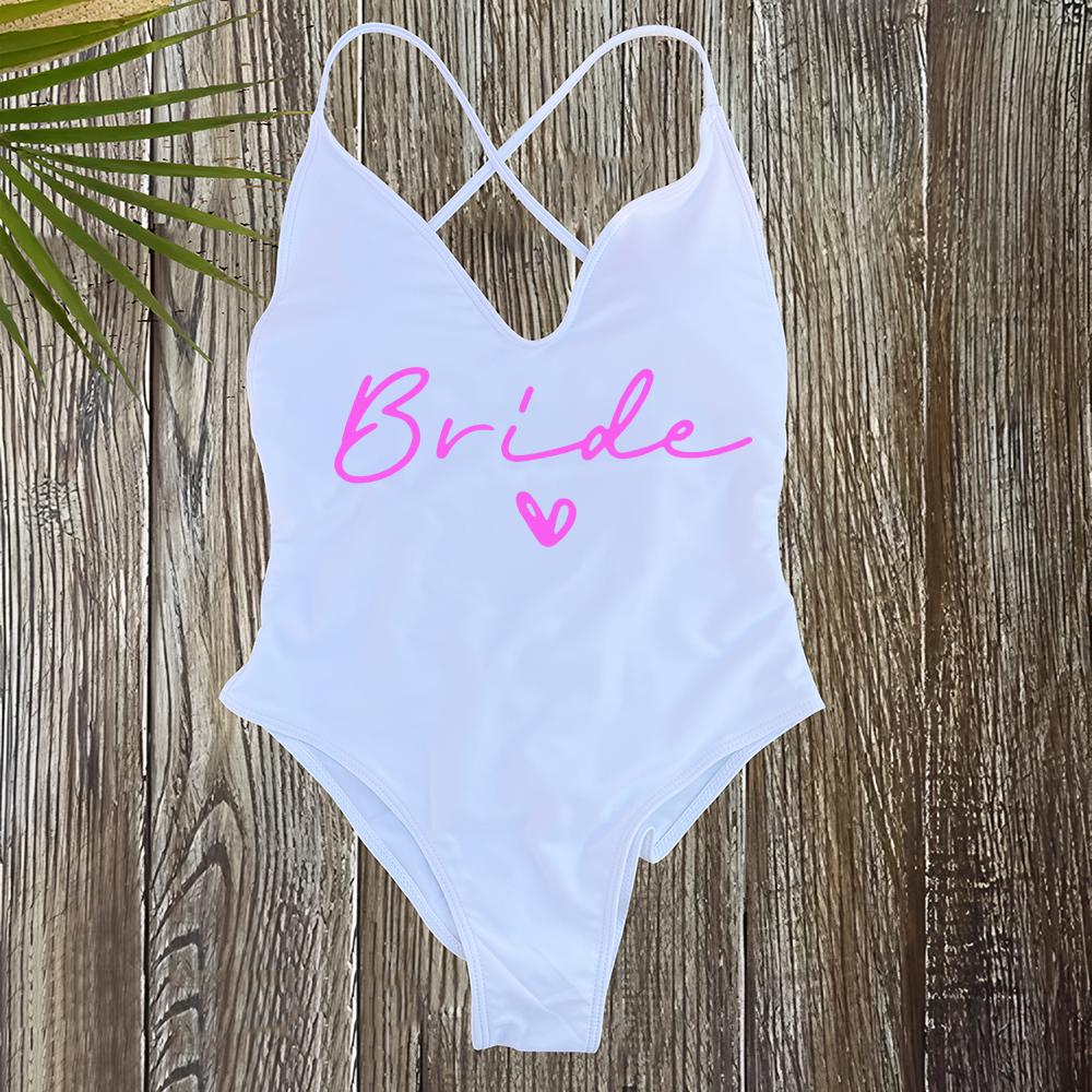 Sexy Padded One Piece Swimsuit Women Team Bride Swimwear Bikini Summer Bathing Suit Plus Size Beachwear Bachelorette Party Lady