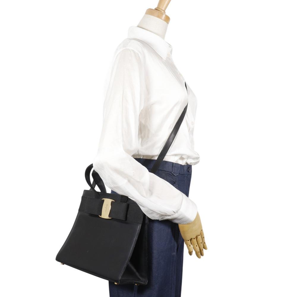 Salvatore Ferragamo Vara ribbon Handbag BA21 4178 2WAYShoulder black Calfskin Women Used