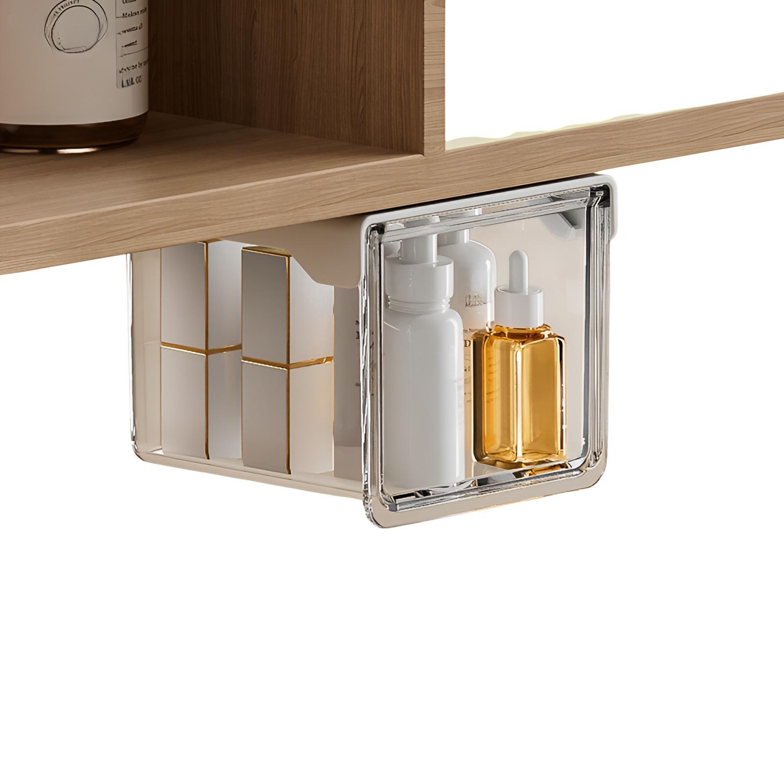 

Under Desk Storage Organizer with 33° Tilt Angle, Easy Access & Installation, Clear Transparent Desk Shelf Cabinet, Under