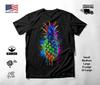 Colorful Pineapple Neon Graphic T-Shirt Black Unisex S-2XL