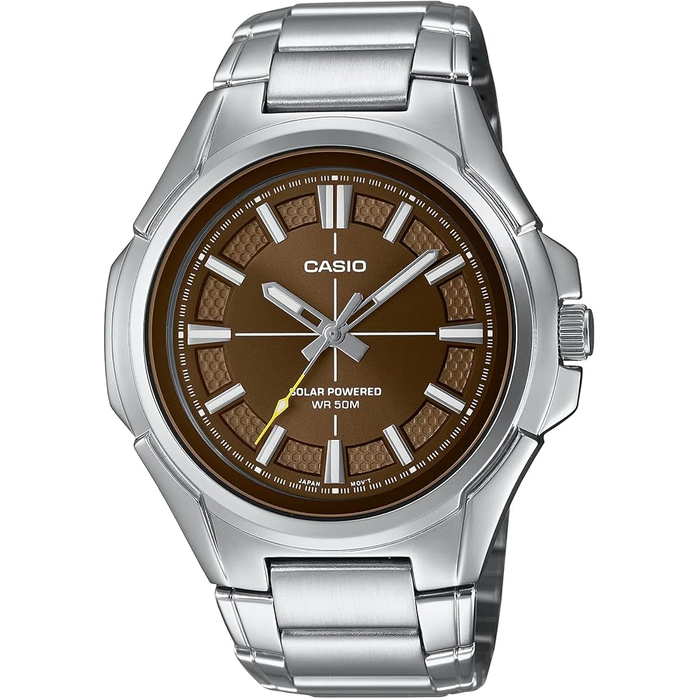 Casio Standard Solar Analog 5ATM Waterproof Men s Watch MTP-RS100D-5AV Brown Metal Band
