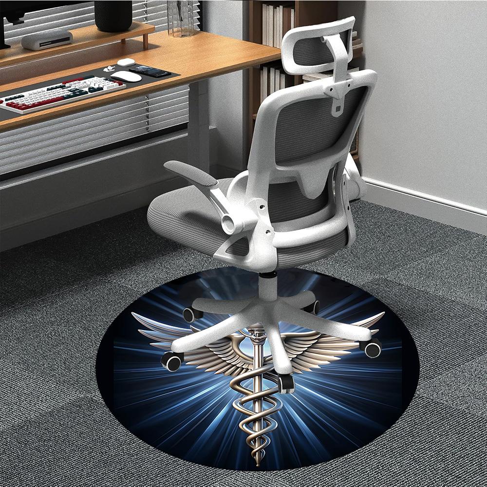 

1pc Caduceus Symbol Chair Carpet for Office Non-Slip, Rug for Office, Room, Good Gift for Family or Friends, yy251226202 80cm by 80cm