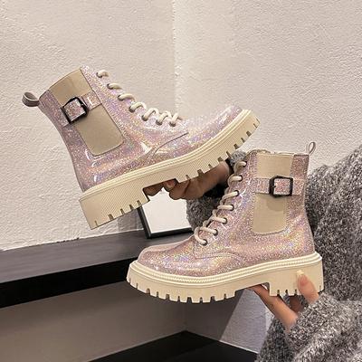 Fashion Fashion New Shiny Short Boots Women Luxurious Thick Soled Lace Up Ankle Boots 2024 Winter High-quality Warm Boots for Women